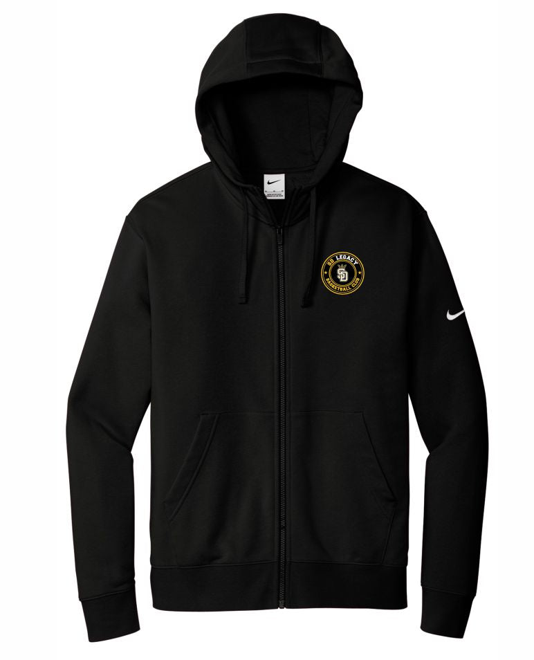SD LEGACY BASKETBALL CLUB NIKE CLUB FLEECE FULL ZIP HOODIE ROUND LOGO