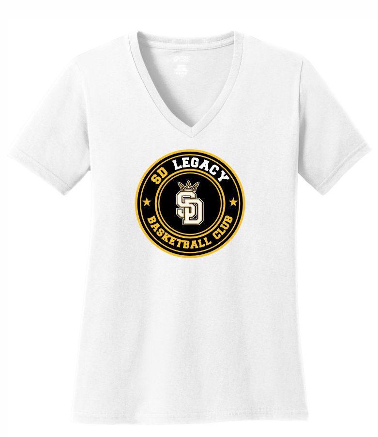 SD LEGACY BASKETBALL CLUB PORT & COMPANY LADIES VNECK ROUND LOGO