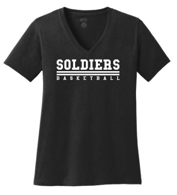 SOLDIER BASKETBALL LOGO3 PORT & COMPANY LADIES VNECK