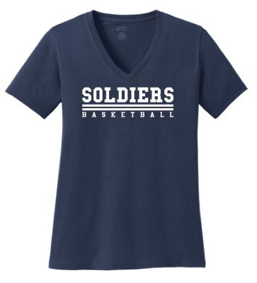 SOLDIER BASKETBALL LOGO3 PORT & COMPANY LADIES VNECK