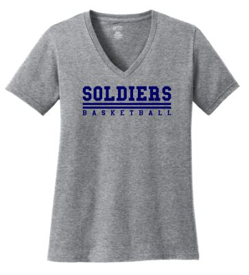 SOLDIER BASKETBALL LOGO3 PORT & COMPANY LADIES VNECK