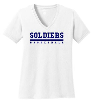 SOLDIER BASKETBALL LOGO3 PORT & COMPANY LADIES VNECK